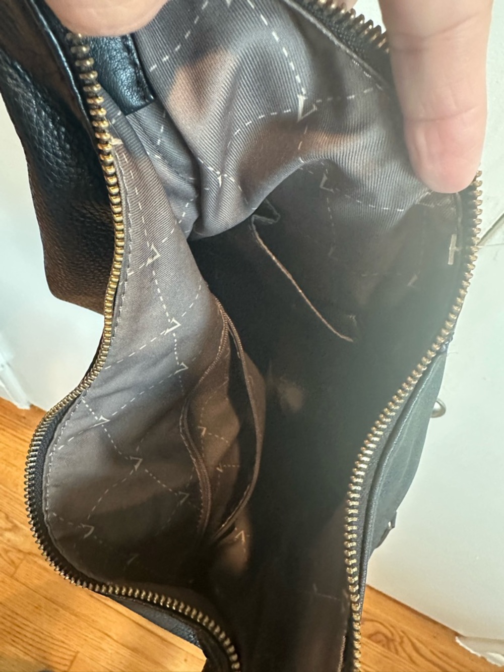 Vince Camuto Black Pebbled Leather Hobo with Gold Hardware - Picture 6 of 8